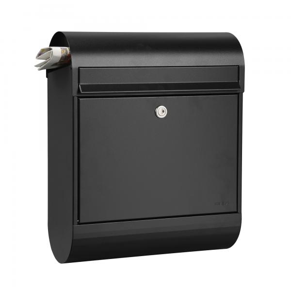 Mefa Briefkasten Ruby 866 Tiefschwarz RAL 9005 mit integrierter Zeitungsrolle